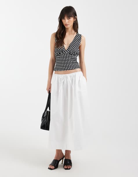 ASOS DESIGN - Canottiera allacciata al collo in raso a pois - view 1