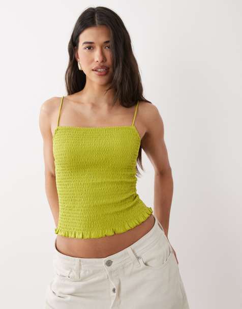 ASOS DESIGN - Canottiera arricciata verde con fondo a volant - view 1