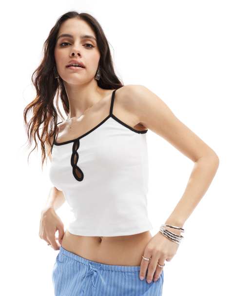 ASOS DESIGN - Canottiera avorio con dettagli neri a contrasto - view 1