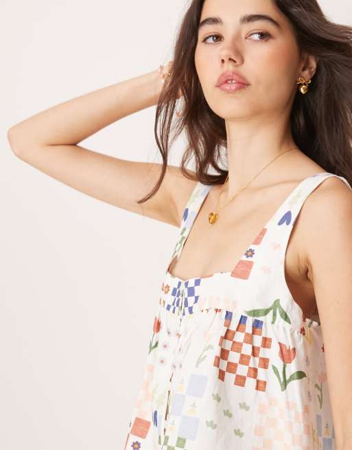ASOS DESIGN - Canottiera babydoll con stampa fantasia, 2 di 4