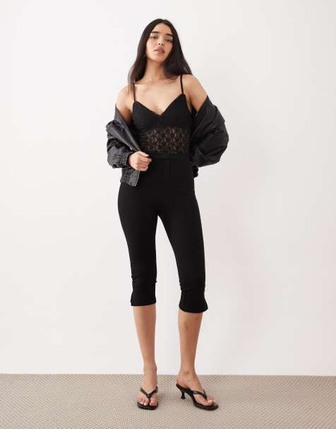 ASOS DESIGN - Canottiera con spalline in pizzo nera - view 1