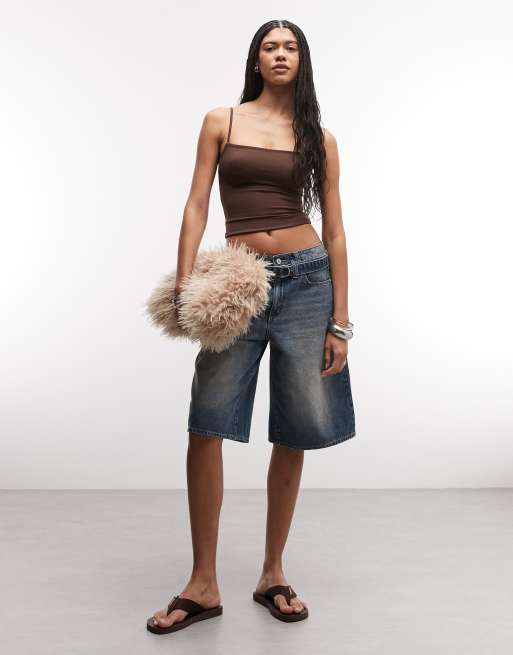 ASOS DESIGN - Canottiera corta modellante marrone, 3 di 4