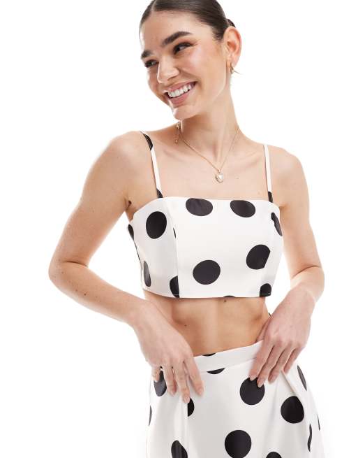 ASOS DESIGN - Canottiera elegante corta a pois in coordinato