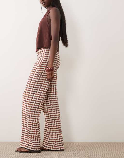 ASOS DESIGN - Canottiera in jersey all'uncinetto color crema in coordinato