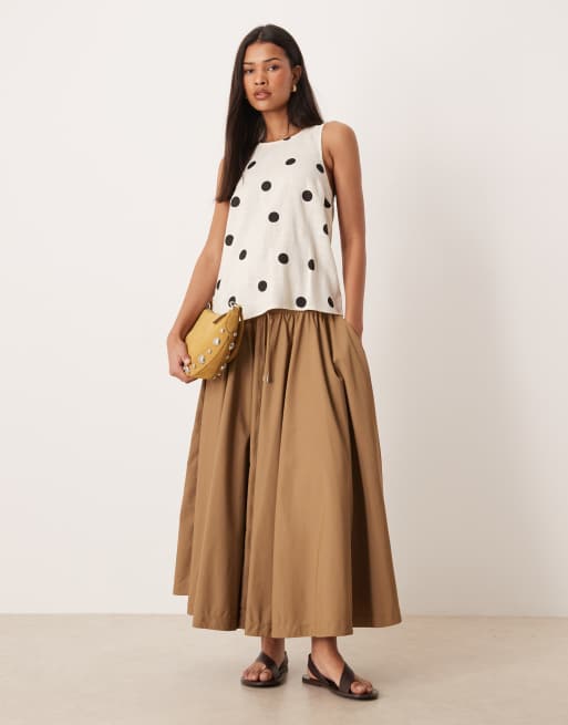 ASOS DESIGN - Canottiera in lino a pois con incrocio sul retro e scollo rotondo, 2 di 4