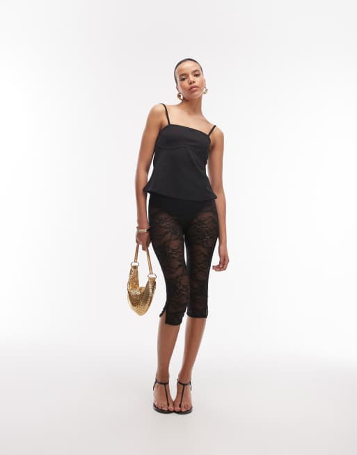 ASOS DESIGN - Canottiera in twill nero sinuoso con bustino arrotondato, 2 di 4