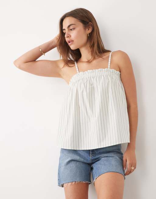 ASOS DESIGN - Canottiera lunga verde gessato in coordinato, 2 di 4