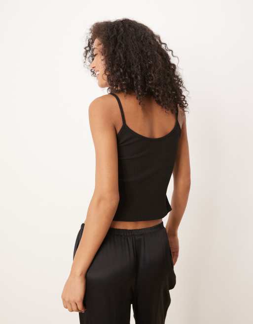 ASOS DESIGN - Canottiera nera a coste, 4 di 4