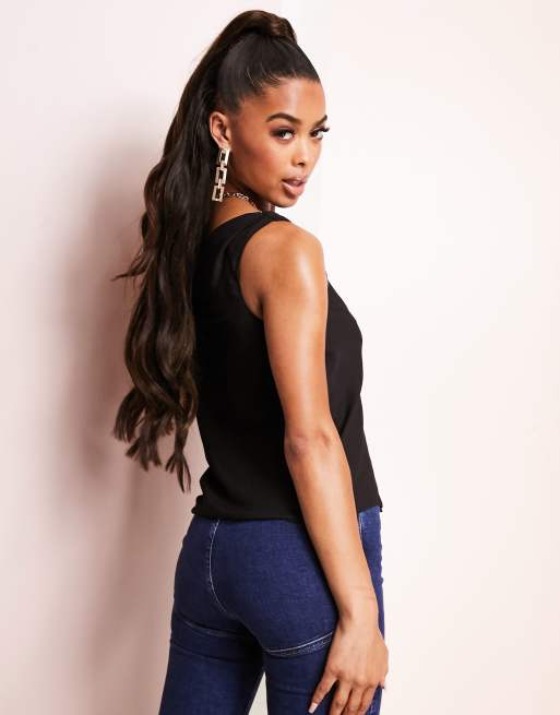 ASOS DESIGN - Canottiera nera con spalla scesa, 2 di 4