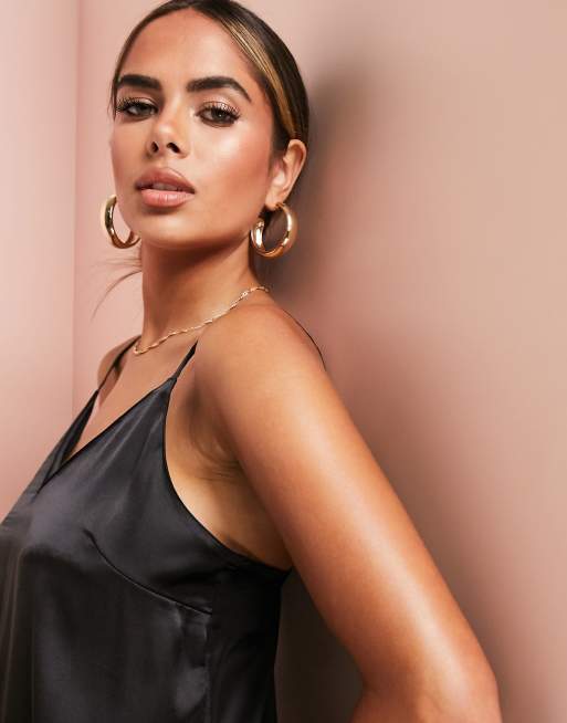 ASOS DESIGN - Canottiera nera in raso, 4 di 4