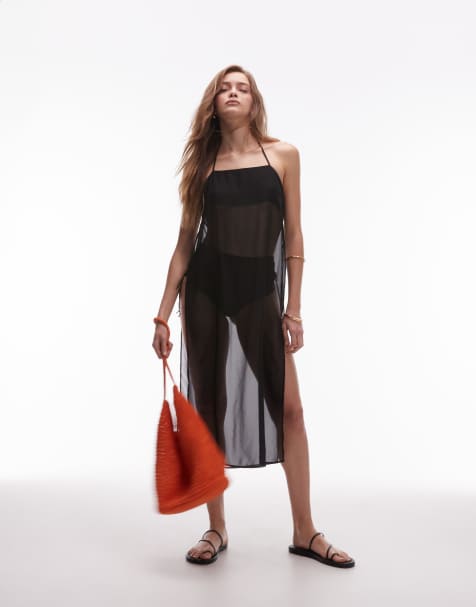 ASOS DESIGN - Canottiera nera taglio lungo in chiffon - view 1