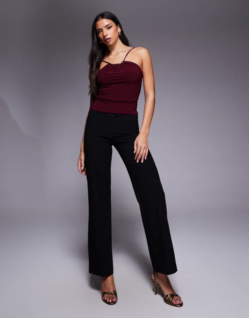 ASOS DESIGN - Canottiera sinuosa bordeaux con mezzaluna in metallo, 2 di 4