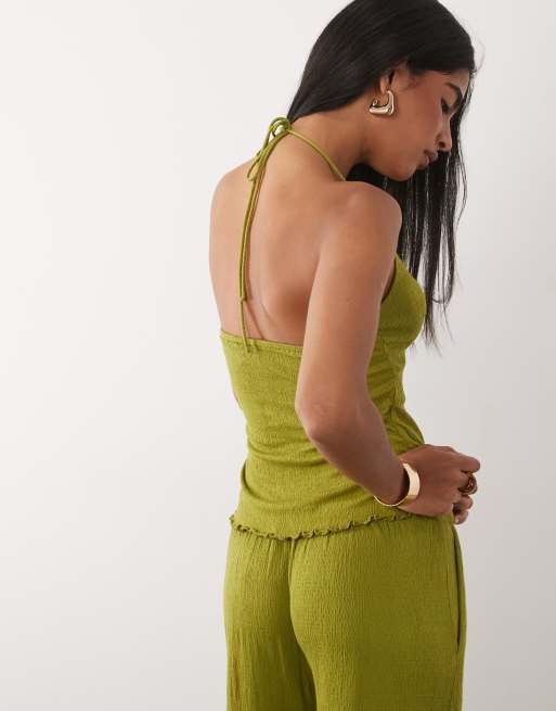 ASOS DESIGN - Canottiera stropicciata verde in coordinato, 4 di 4