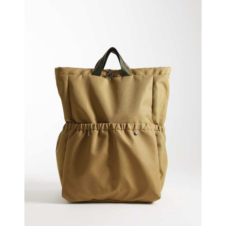 asos leather and canvas backpack ASOS Design canvas backpack in neutral