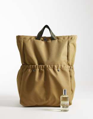 Asos Design Canvas Backpack In Neutral
