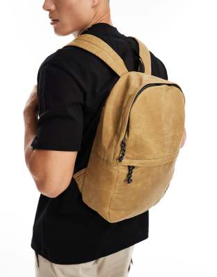 Asos Design Canvas Backpack In Tan-brown