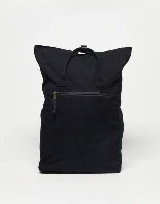 Asos Design Canvas Backpack With Laptop Compartment In Black