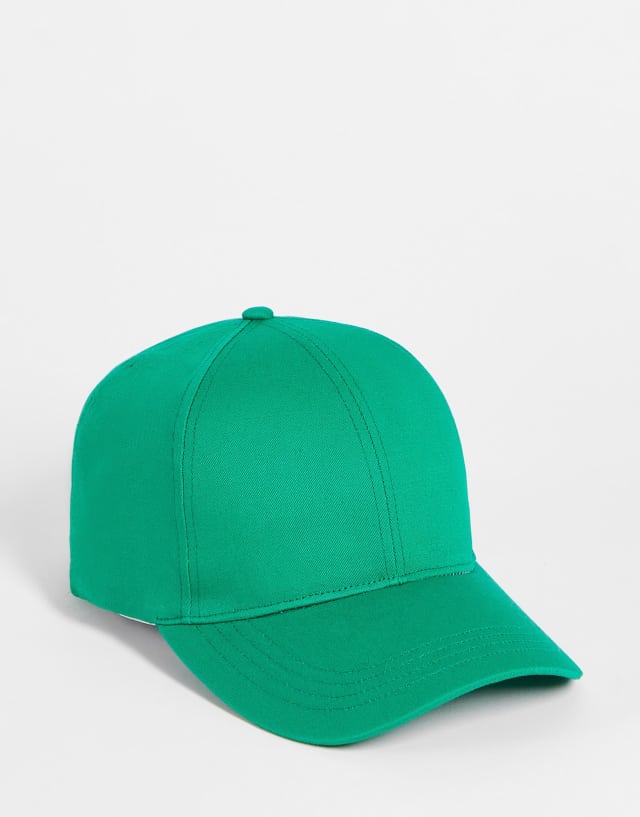 ASOS DESIGN canvas baseball cap in forest green