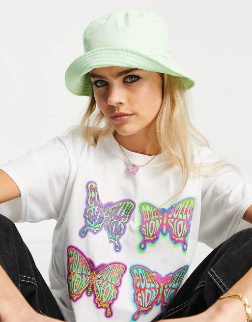 ASOS DESIGN - Canvas bucket hat in limoengroen met wassing