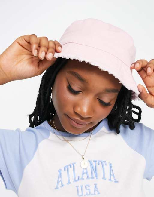 ASOS DESIGN canvas bucket hat in pink