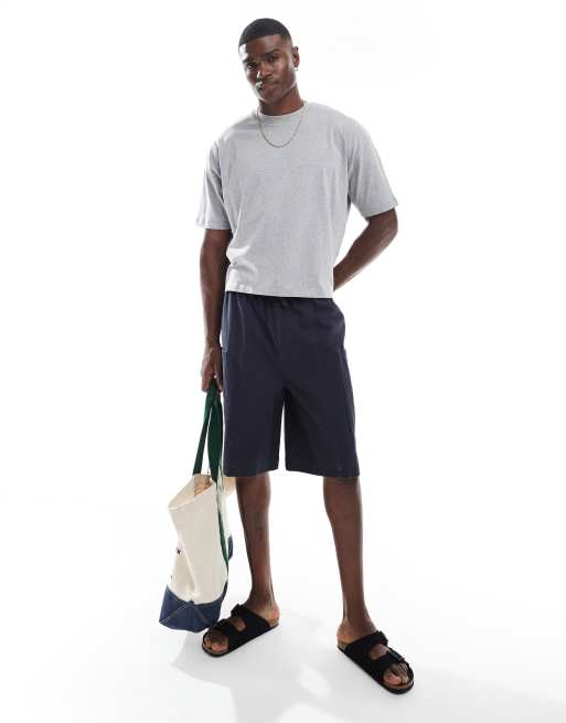 ASOS DESIGN canvas cargo jorts in washed navy