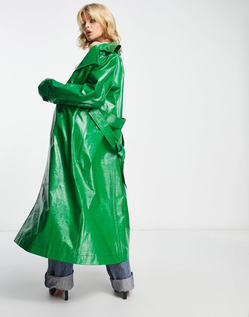 Asos green trench on sale coat