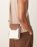 [ASOS DESIGN] ASOS DESIGN canvas cross body bag in ecru and tan-White No Size Ecru