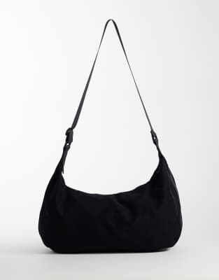 Asos Design Canvas Crossbody Bag In Black