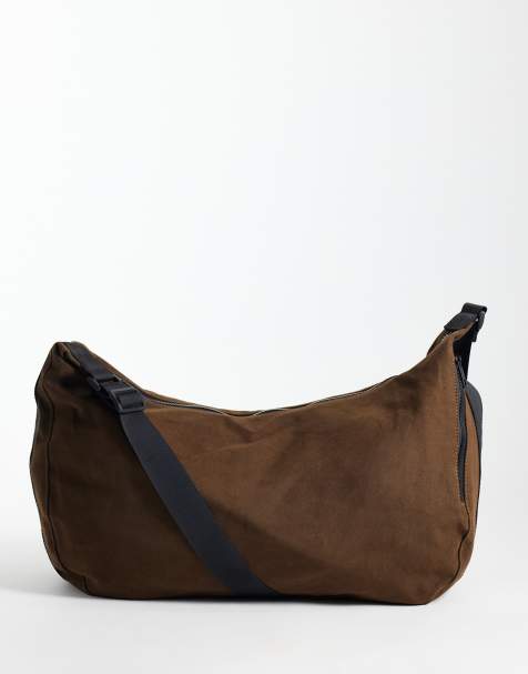 ASOS DESIGN canvas crossbody bag in brown - view 1