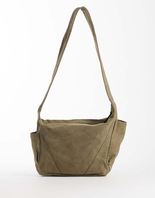 ASOS DESIGN canvas crossbody tas in olijfgroen, 4 van 4