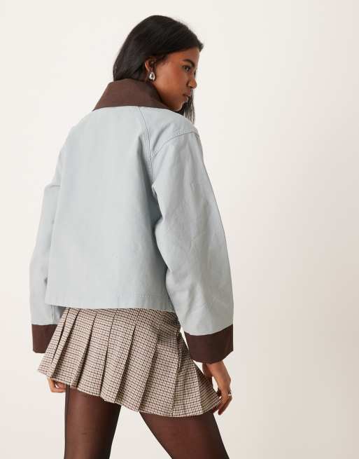 ASOS DESIGN - Canvas jack met grote contrasterende kraag in blauw, 2 van 4