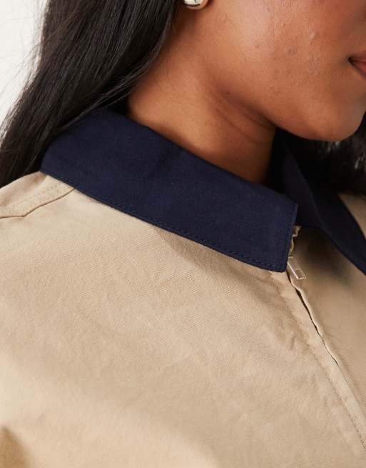 ASOS DESIGN – Canvas-Jacke in Steinbeige mit Kontrastkragen, 2 von 4