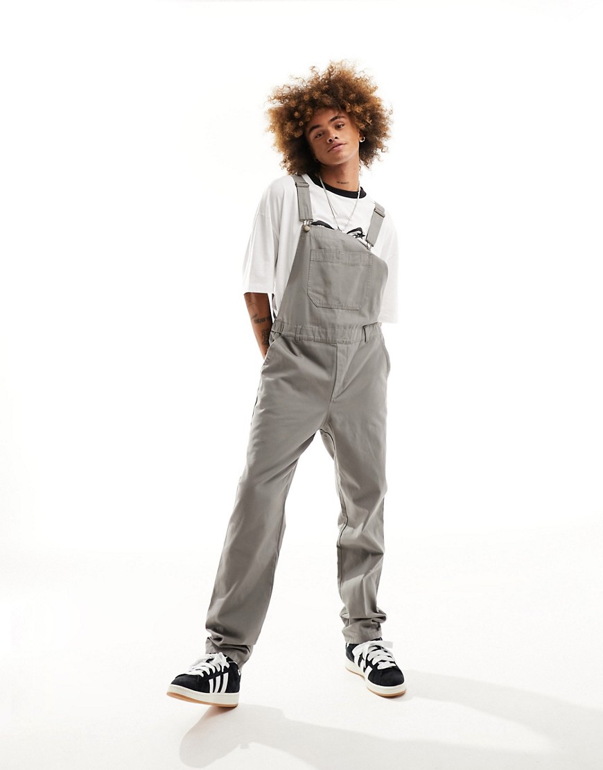 canvas overalls in washed gray-Green