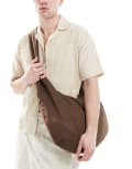 [ASOS DESIGN] ASOS DESIGN canvas sling cross body bag in brown No Size BROWN