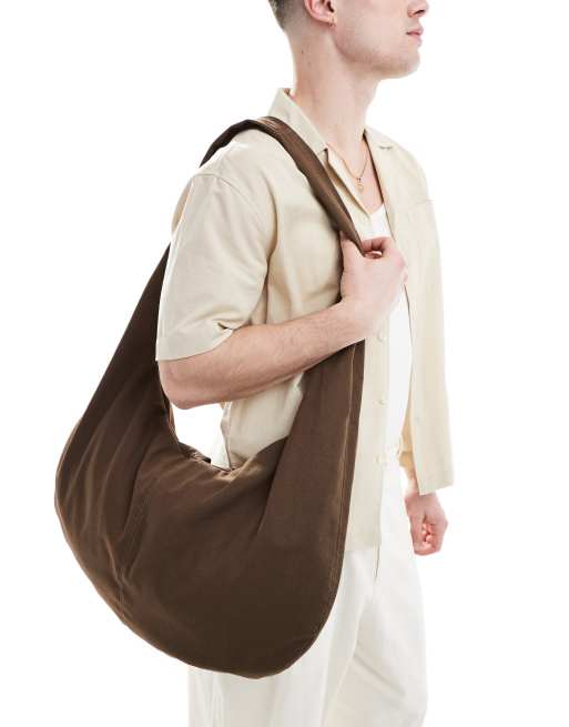 ASOS DESIGN canvas sling cross body bag in brown ASOS