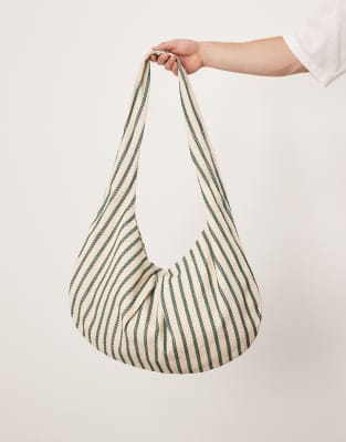 Asos Design Canvas Sling Cross Body Bag In Neutral