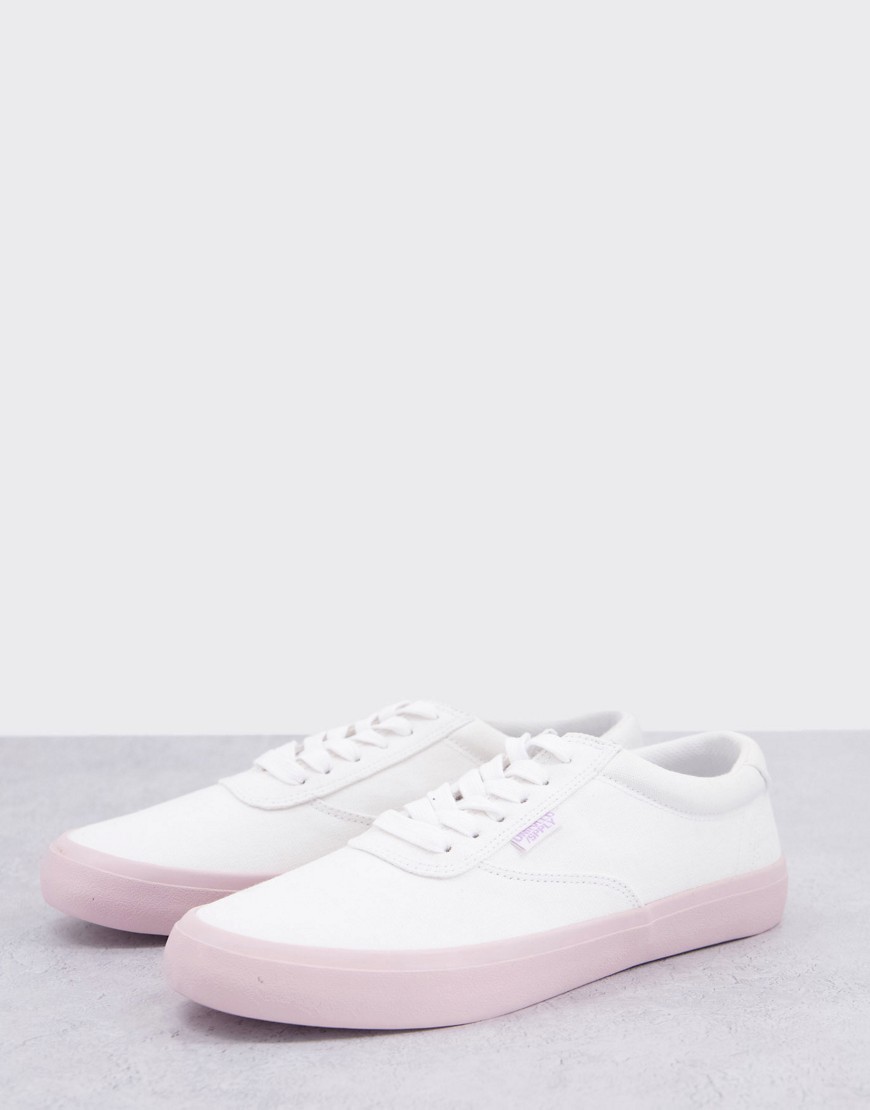 ASOS DESIGN canvas sneakers in white with contrast sole