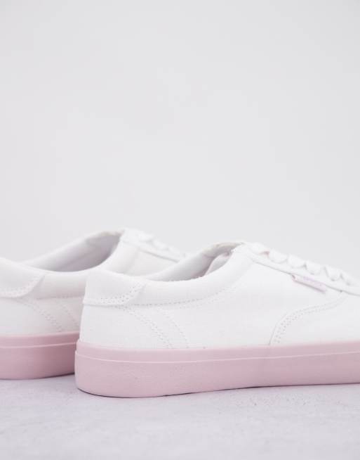 ASOS DESIGN canvas sneakers in white with contrast sole, 2 of 4