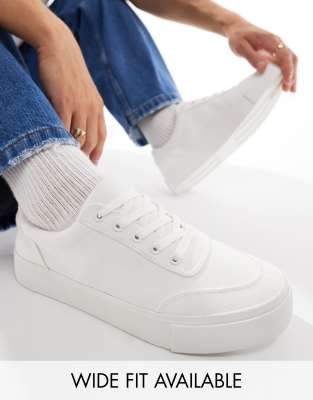 Asos Design Canvas Sneakers In White