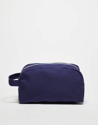 Asos Design Canvas Toiletry Bag In Blue