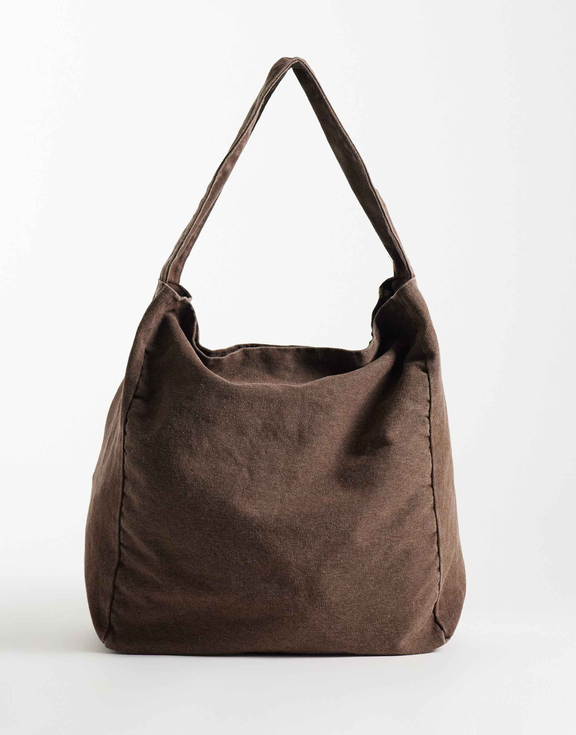 asos design canvas tote bag in chocolate