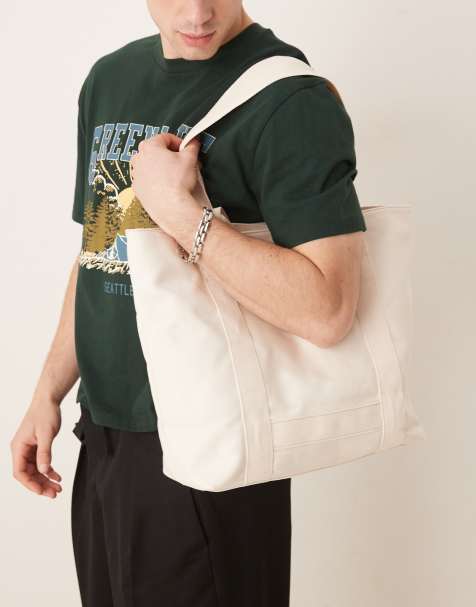 ASOS DESIGN canvas tote bag in ecru - view 1
