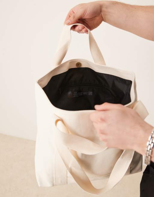 ASOS DESIGN canvas tote bag in ecru