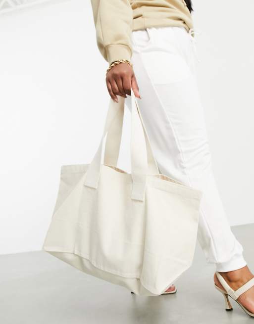 ASOS DESIGN canvas tote bag in natural