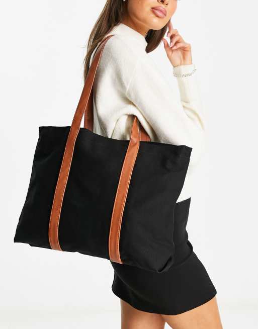 Canvas tote clearance with leather straps