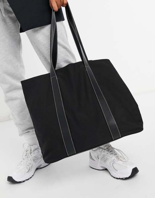 Black Leather-Look Tote Bag