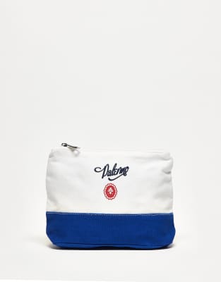 ASOS DESIGN canvas washbag with embroidery in ecru - view 1