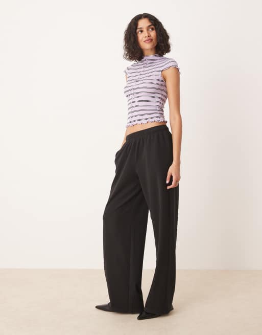 ASOS DESIGN cap sleeve baby tee with high neck and seam detail in stripe