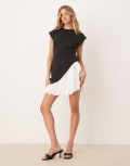 [ASOS DESIGN] ASOS DESIGN cap sleeve bubble skirt mini dress in black and white-Multi 6 MULTI