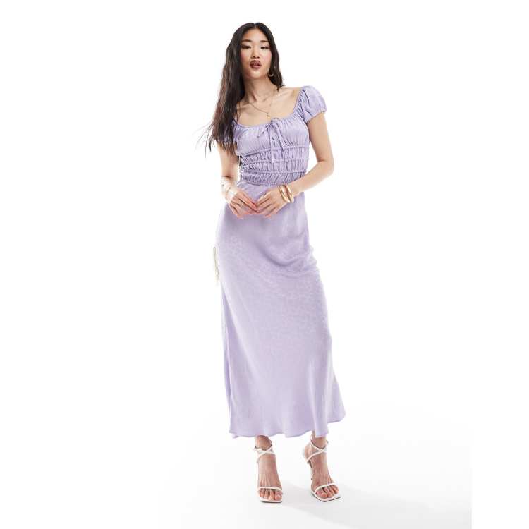 the green jacquard cap sleeve satin midi dress ASOS DESIGN elastic bodice in lilac feature_Sequined